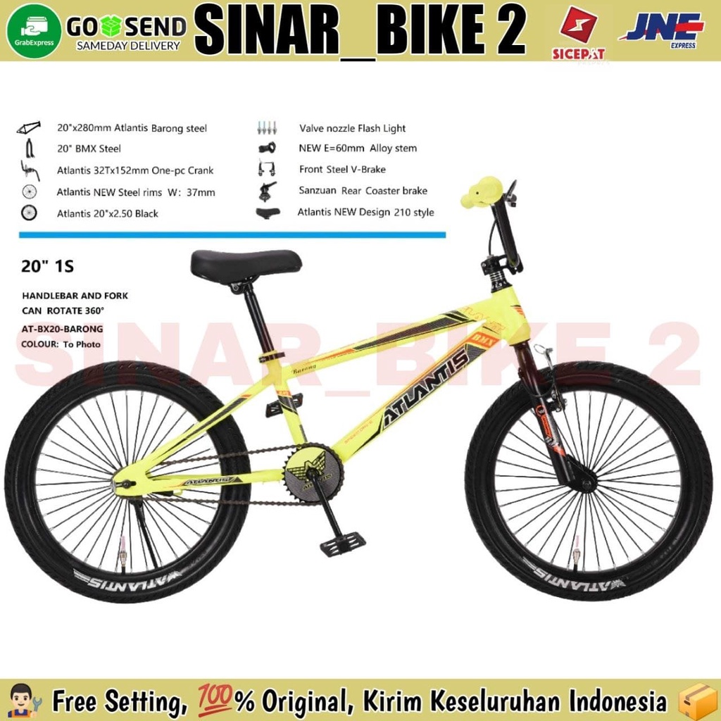 Sepeda Anak BMX 20 Inch ATLANTIS BARONG Ban Jumbo Bonus Jalu