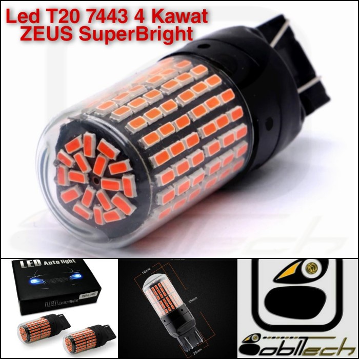 Lampu Rem Mobil Led T20 7443 4 Kawat ZEUS