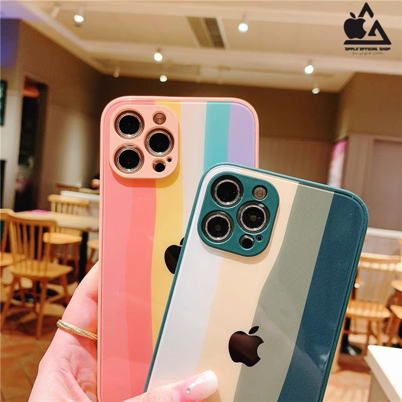 Premium Glass Case Rainbow REDmi 9A Mi 11 Lite TEMPERED PELANGI SOFTCASE HARDCASE