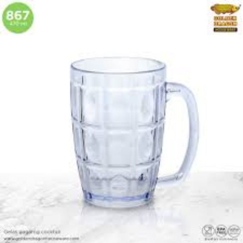 Gelas Gagang Plastik Barrel GOLDEN DRAGON 867 - 470mL, Harga per Gelas