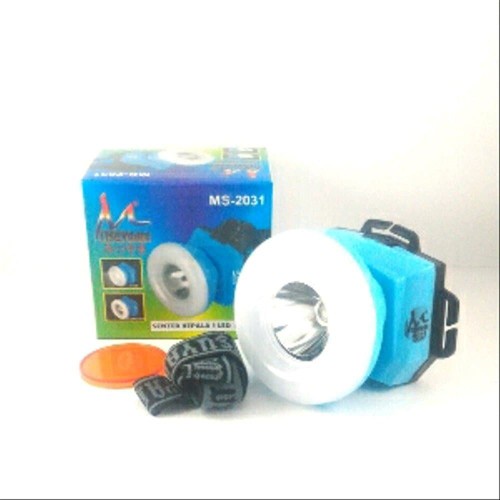 Senter Kepala Mitsuyama Putih &amp; Kuning MS-2031 Murah berkualitas Headlamp Donut 1 LED + 12 SMD