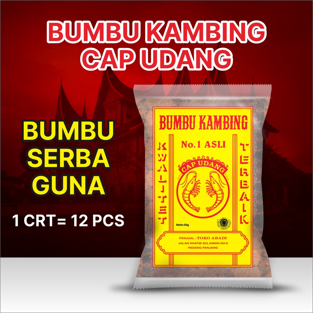 

Bumbu Kambing Cap Udang 50 gram - Karton (12 Pack)