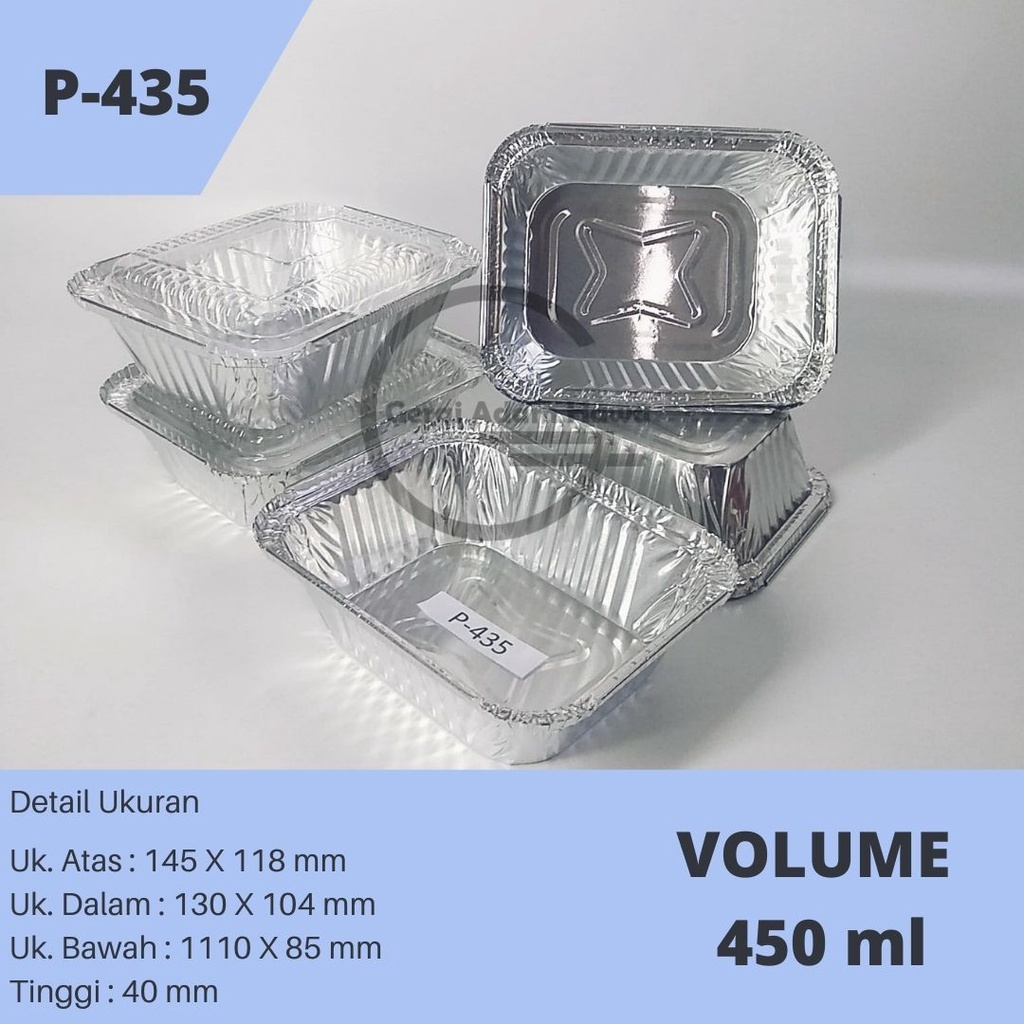 Cup Alumunium Foil Tray BX 2551 / P435 / P435 + TUTUP MIKA ( Kode : 400/45 ) Premium Lebih Tebal | L