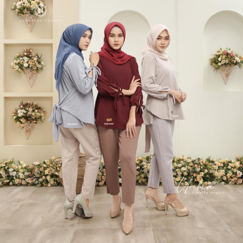 BL103| URSHIA BLOUSE by Nadheera Luxury [NEW - ND Plain Series] Blus Nadheera Luxury