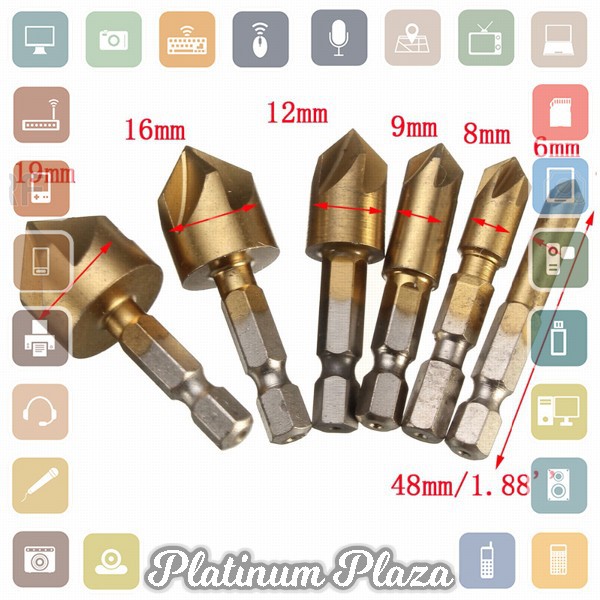 Mata Bor Drill Bit Countersink HSS 6-19mm 6 PCS - BT3 - Golden`JFFXX6-