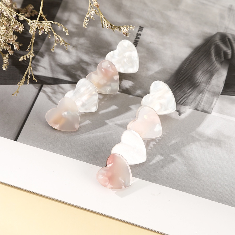 2 Pcs/Set Korean Sweet Cute Girls Alloy Hair Clip Acetate Marble Printing Hairpin Hair Accessories