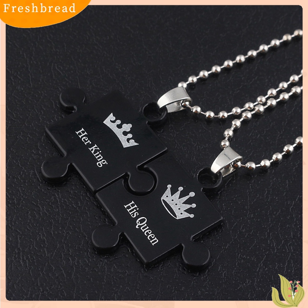 Terlaris 2Pcs Her King His Queen Letter Couple Face Pendant Heart Necklace Jewelry Gift