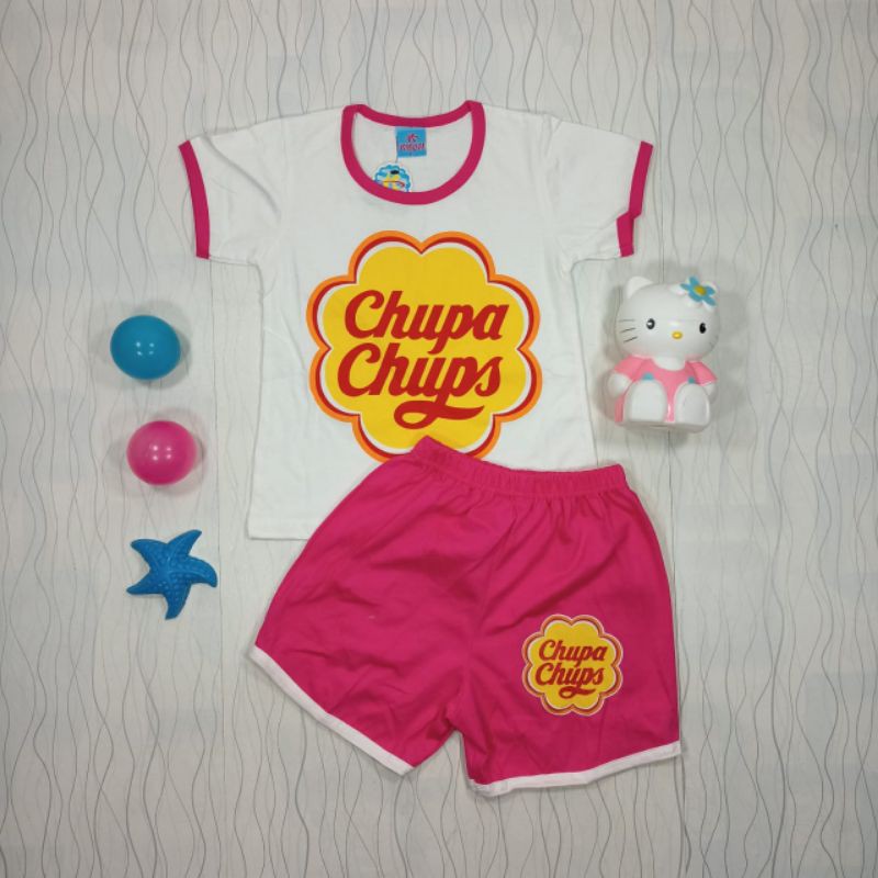 SETELAN ANAK  MOTIF CHUPA CHUPS ( USIA 1-7 TH , KATUN)