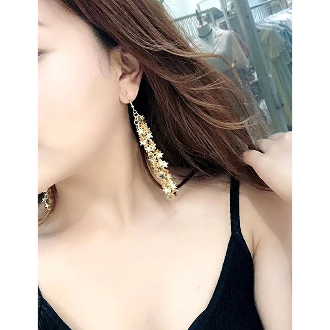 LRC Anting Tusuk Fashion Sequined Tassel Earrings f6208x