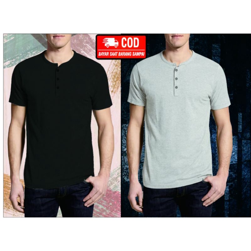 KAOS POLOS KANCING KAOS HENLEY KAOS PRIA LENGAN PENDEK KAOS DISTRO MURAH