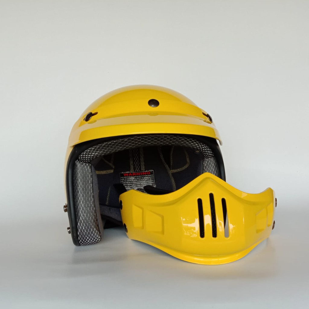 Helm Retro Cakil Modular Kuning Glossy (Vespa / Klasik / Vintage)