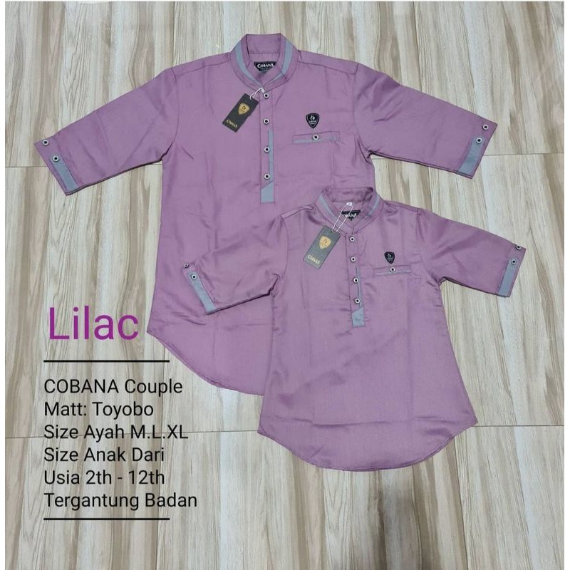 BAJU KOKO KURTA COUPLE AYAH ANAK ORIGINAL COBANA WARNA LILAC
