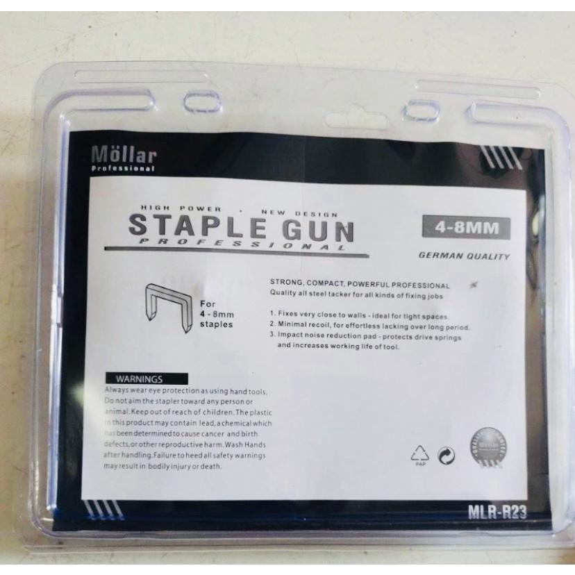 Staple Gun Tacker MOLLAR R23 4-8mm - Stapler Gun isi tipe 13/8 dan 13/6- Tembakan Staples - Hekter Heckter Jok - Mollar Professional MLR-R23