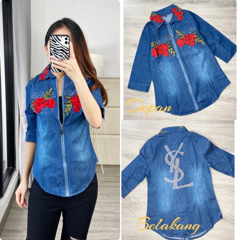 kemeja jeans import / atasan import