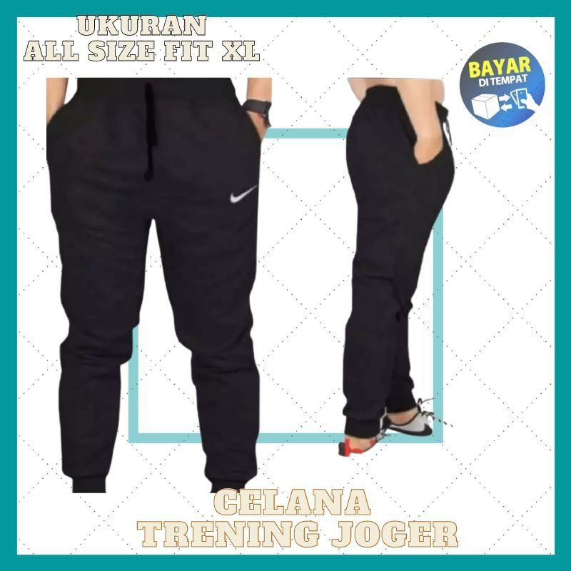 Celana Trening Jogger Pria Panjang Karet Bawah Cewek Cowok Model Terbaru Polos