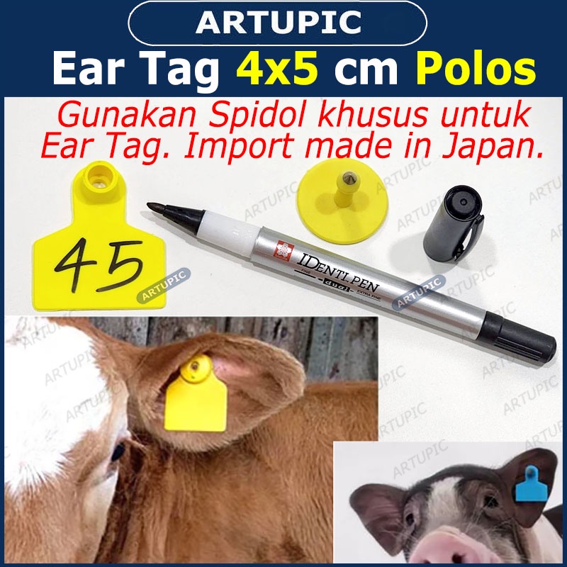 Ear Tag 4x5 cm POLOS ECERAN Eartag Anting Hewan Ternak Sapi Babi Kambing Domba Kuda Kerbau Bisa jadi Kalung Hewan