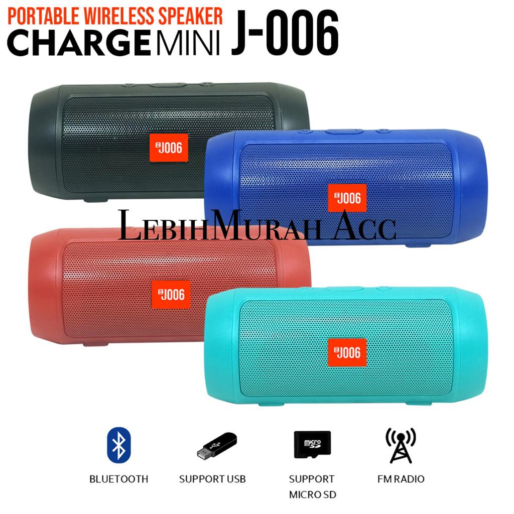 Speaker Bluetooth Charge Mini 2+ J006 Wireless Speaker Aktif Samping Kiri Kanan Karet