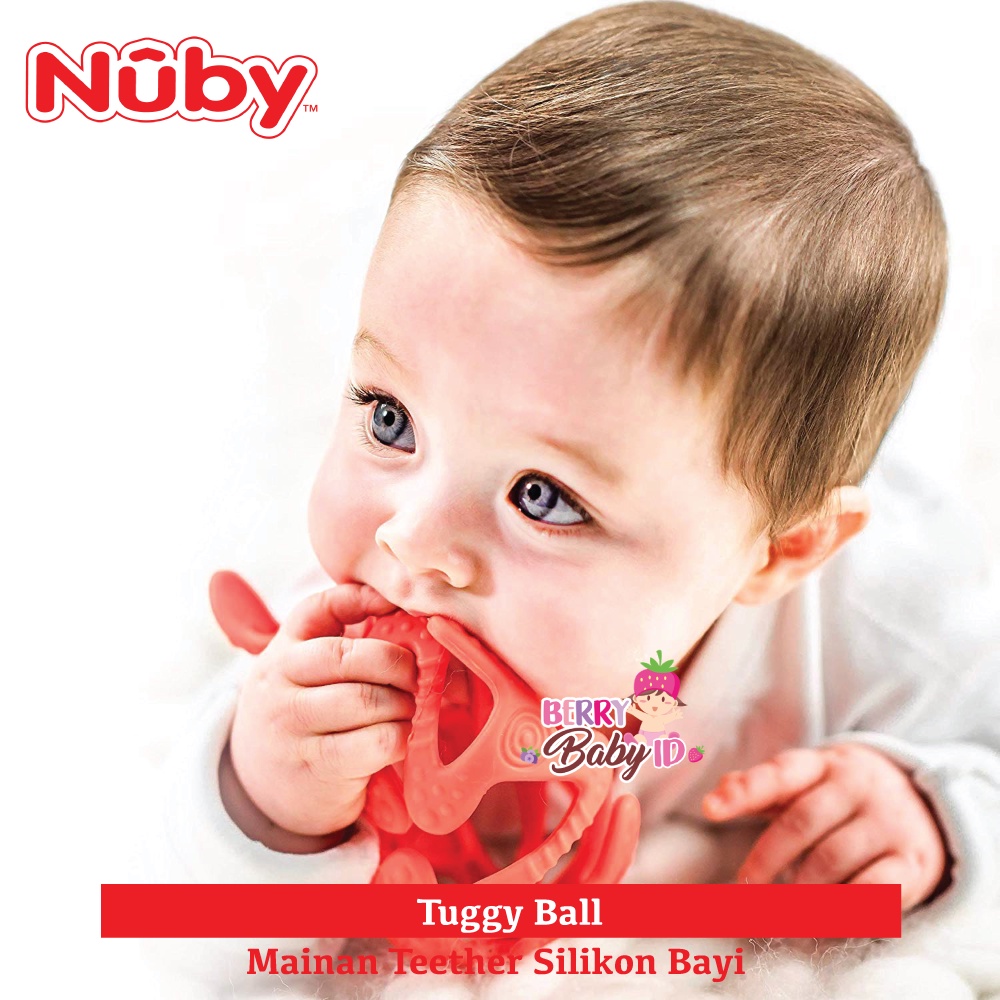 Nuby Tuggy Ball Baby Teether Silicone Gigitan Mainan Bola Bayi Silikon Berry Mart