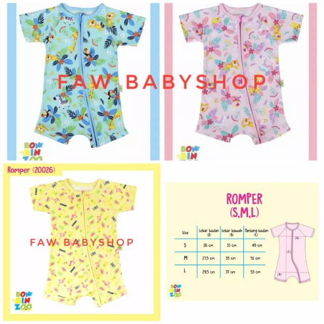 BONBINZOO Romper SNI Bayi size 0-3/ 3-6/ 6-12 Bulan bon bin zoo