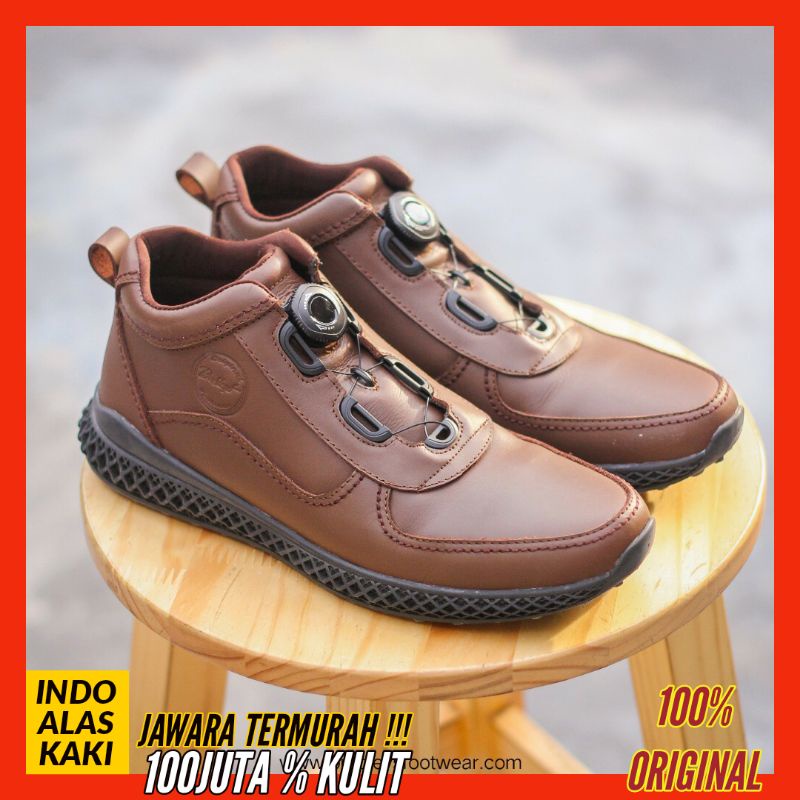 Sepatu Boots Pria Dinas Tni Polri Pdl Pdh Tali Putar Boa Kulit Asli | BRADLEYS HERO BROWN