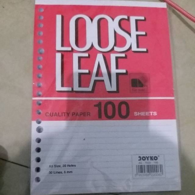 

Loose leaf Joyko A5 100 lembar 30 lines