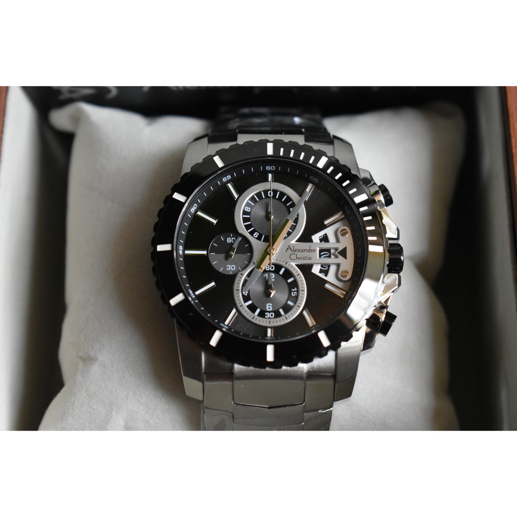 Jam Tangan Alexandre Christie Cowok Pria AC6455 AC 6455 Silver Black Murah Original