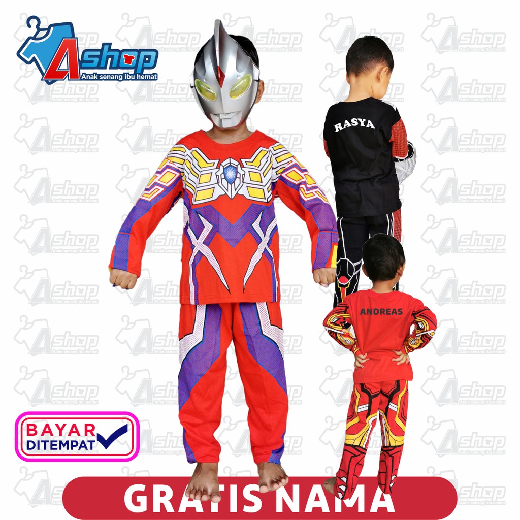 Kostum Anak Setelan Superhero Gratis Sablon Nama