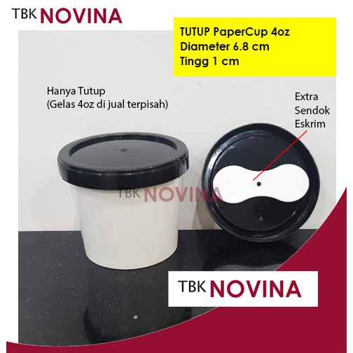 [50PCS] Tutup Paper Cup 4oz 120ml Per Pack Hanya Lid Tutup n Sendok Saja /  LID INJECTION