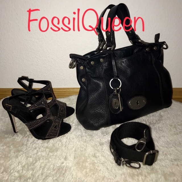 Tas FOSSIL ORIGINAL Black Tote Maddox Leather Kulit Kokoh NEW WOT