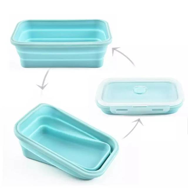 Kotak Makan Lipat SATUAN Expandable Bahan Silicone Lunch Box S M L XL