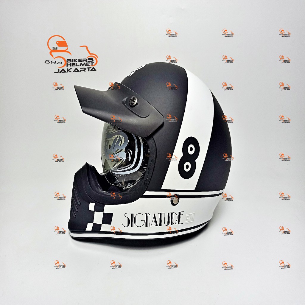 JPX HELM SIGNATURE JP RETRO SG 03 BLACK DOFF FULL FACE RETRO