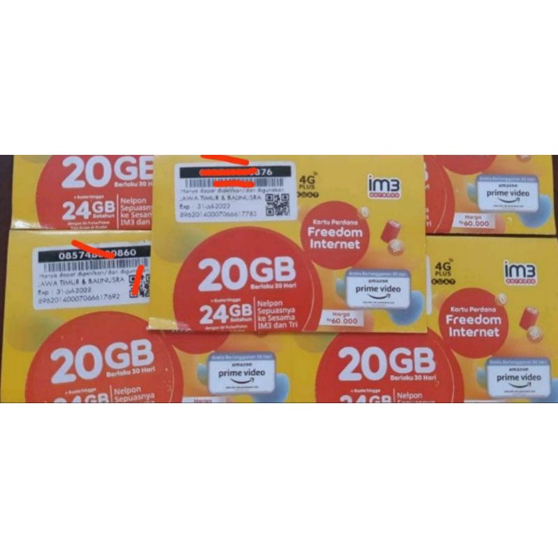 kartu perdana im3 indosat 20gb full