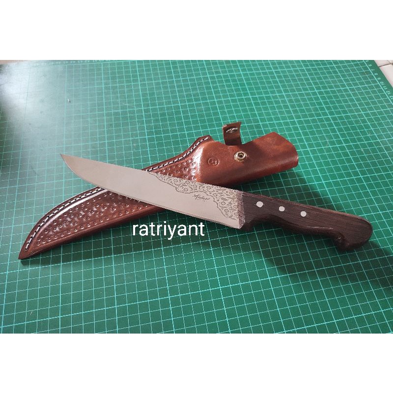 Sarung ori kulit Pisau Butcher Sembelih Hulusi Venge, pirge straight 21cm