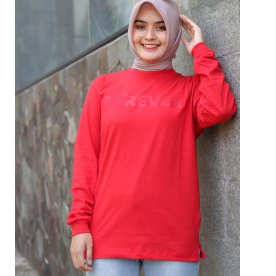(TERPERCAYA) Terlaris Kaos Forever Atasan Wanita Dewasa Lengan Panjang Kaos Tunik hijab Zolaqu Style