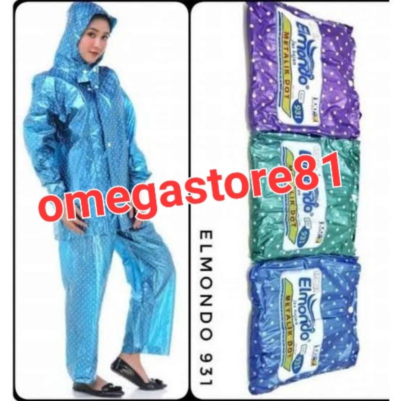 jas hujan polkadot elmondo jas hujan setelan jaket celana elmondo 931