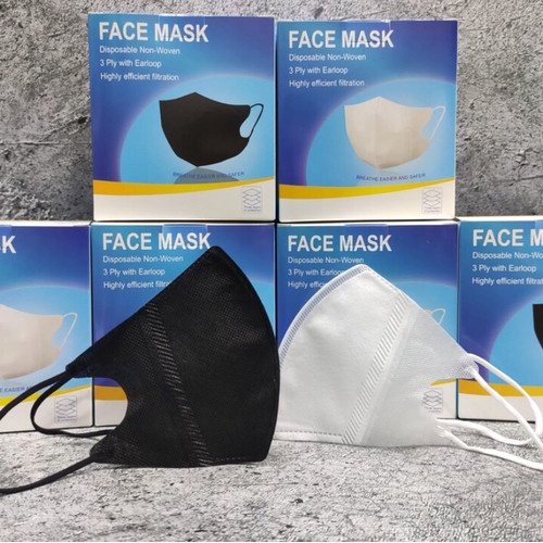 Masker Duckbill Garis Import mirip sensi FaceMask Earloop 1 box isi50pcs