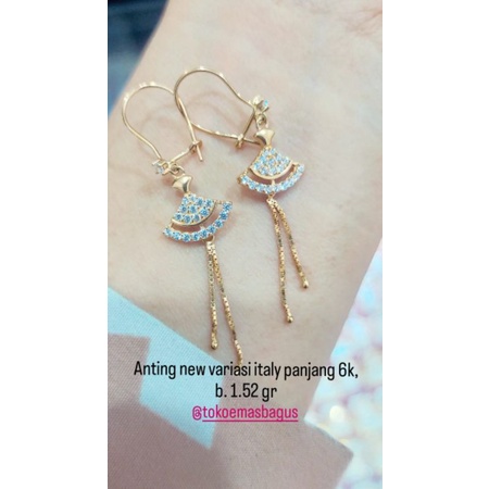 anting emas asli new variasi italy panjang k300/6k
