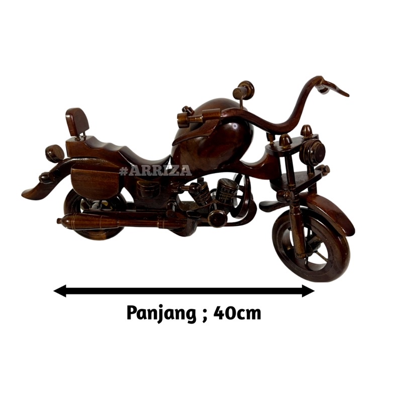 Hiasan Miniatur  Motor Harley / Pajangan Miniatur Motor Harley / Miniatur Kayu / Pajangan Kayu / Hiasan Pajangan Becak Dari Kayu Jati Asli