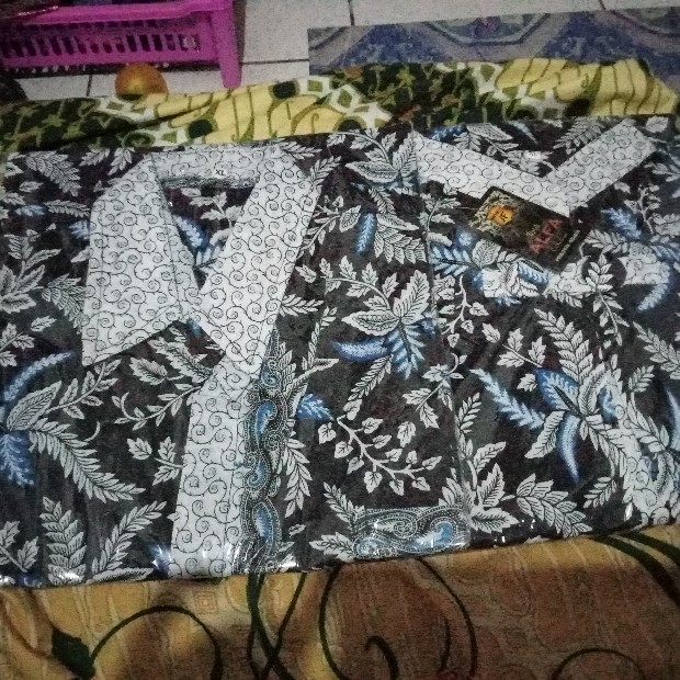 Batik Couple Seragam M L Xl Xxl Atasan Batik Wanita Pria Motif Blarak Biru