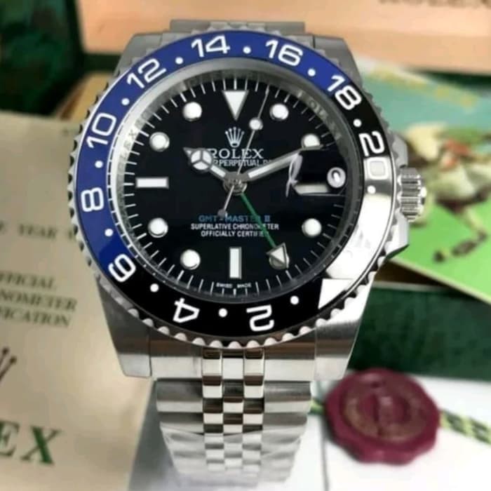 COD .. Big Sale Jam Rolex GMT Master II Jubile Batman Phosphor Kaca Anti Gores