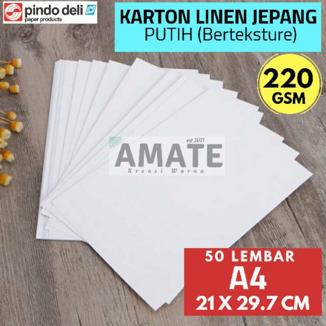 Kertas Karton Linen Jepang Putih A4 210gr crafting blank 