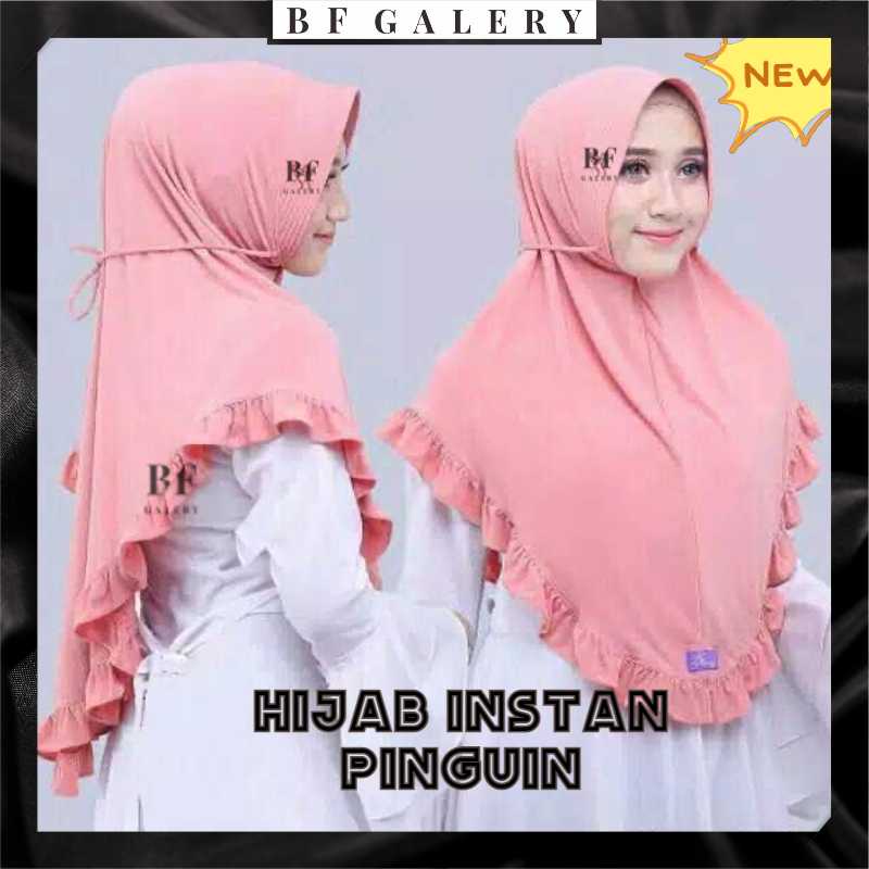 BFJ027 Hijab Instan Trempel Tali bahan Jersey Jilbab Pinguin Dewasa Bahan Lembut Jakarta