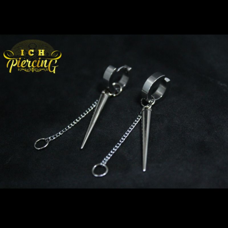 IP-AP anting tindik dan jepit Korea / anting Korea model tombak rante ring