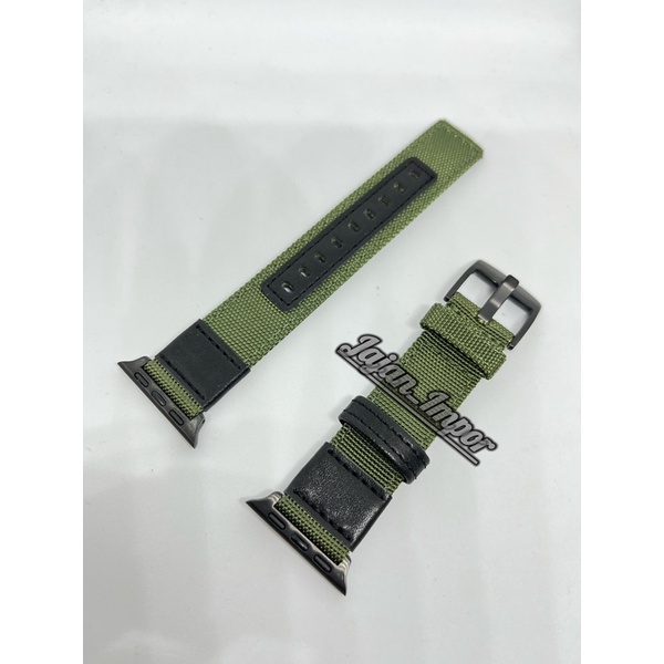 strap tali jam Apple watch / i watch / iwatch /  Nylon Kanvas Kulit Premium Strap for iWatch Series 7 6 SE 5 4 3 2 44 mm 40mm 42mm 38mm Watchband Sport Loop Watch Band