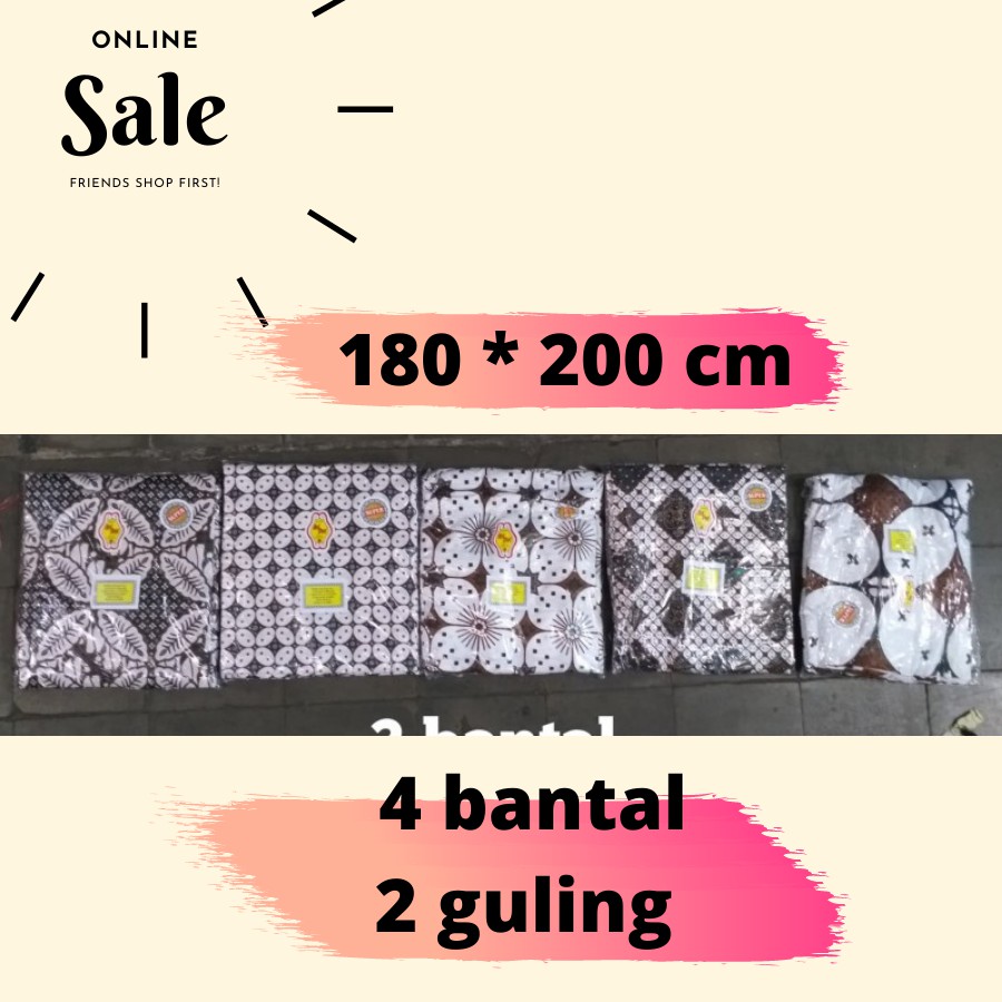 Sprei Batik Yogyakarta Size 180 * 200 (4 Bantal & 2 Bantal) Warna Putih Coklat Batik Printing