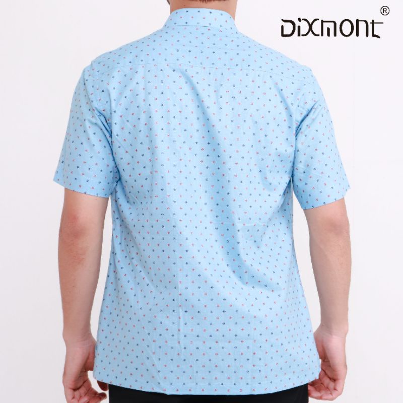 Dixmont Kemeja Pria Basic Formal Motif Lengan Pendek Hem MS02821