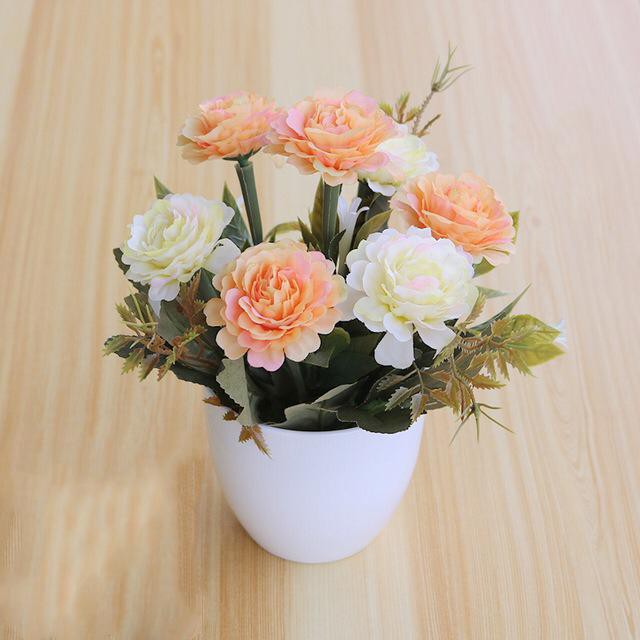 COD BUNGA PLASTIK BUNGA PAJANGAN IMITASI BUNGA ARTIFISIAL BUNGA MAWAR PEONY TANAMAN HIAS BP8838-ORANGE