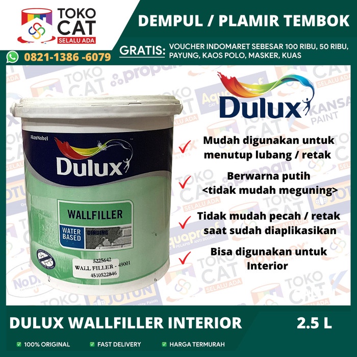 DEMPUL TEMBOK / PLAMIR TEMBOK DULUX WALL FILLER 4KG GALON