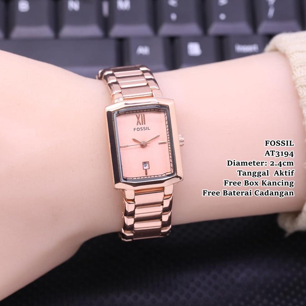 Lebih Hemat MURAH [COD] JAM TANGAN WANITA FASHION FOSIL3253 RANTAI KOTAK TANGGAL AKTIF | 9 WARNA | J