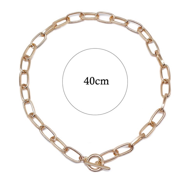 Simple European American Hip Hop Style Buckle Chain Necklace For Women